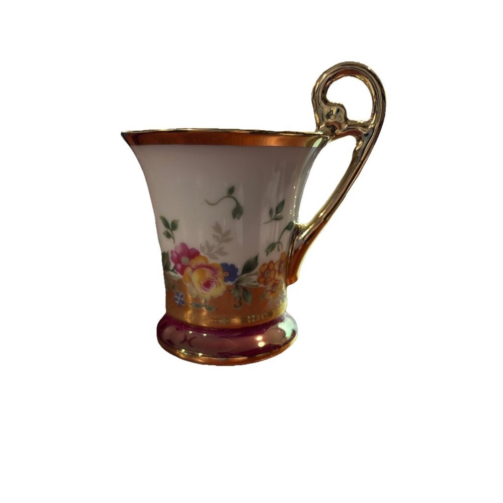 Vintage KPM Porcelain Floral Gold Trim & Handle Mini 3” Tea Cup Japan